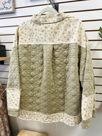 Green Floral Print Quilted Detail Jacket | Gabby Very J