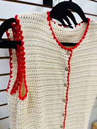 Cream and Red Crochet Vest | Vanessa Gilli