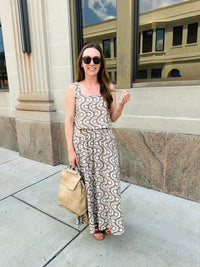 Taupe Abstract Print Tank and Skirt Set | Sienna Blu Pepper