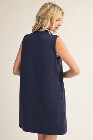 Navy Ric-Rac Trim Shift Dress | Natalie Jodifl