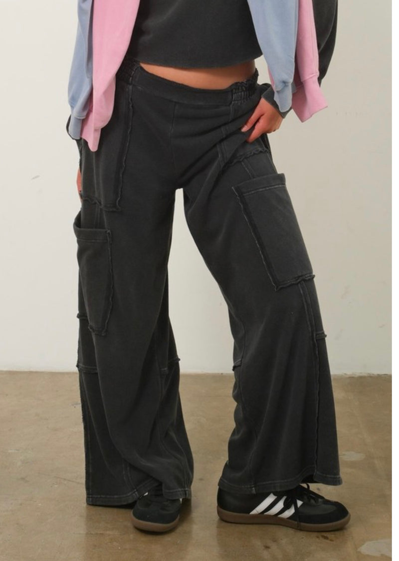 Mineral Wash Wide Leg Lounge Pant | Boutique Elise | Brinley Hyfve