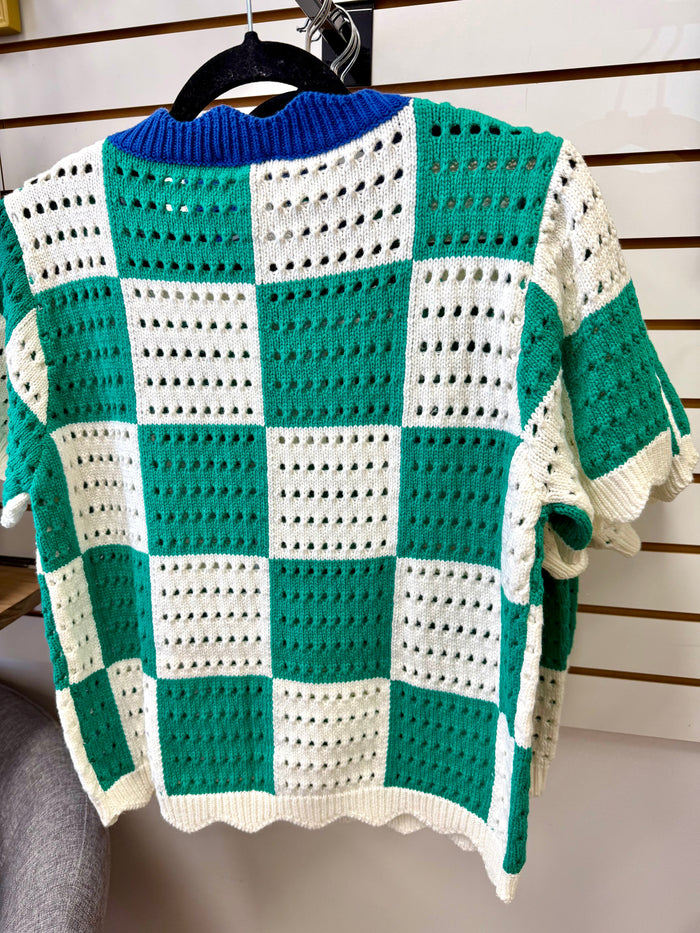 Kelly Green and Blue Check Short Sleeve | Kira Jodifl