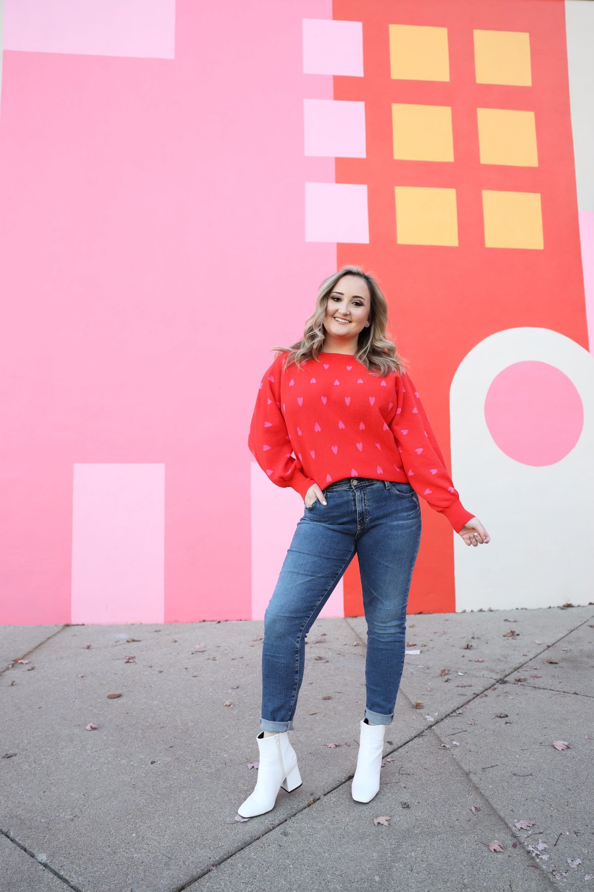Red and Pink Hearts Sweater | Boutique Elise | Raya Staccato