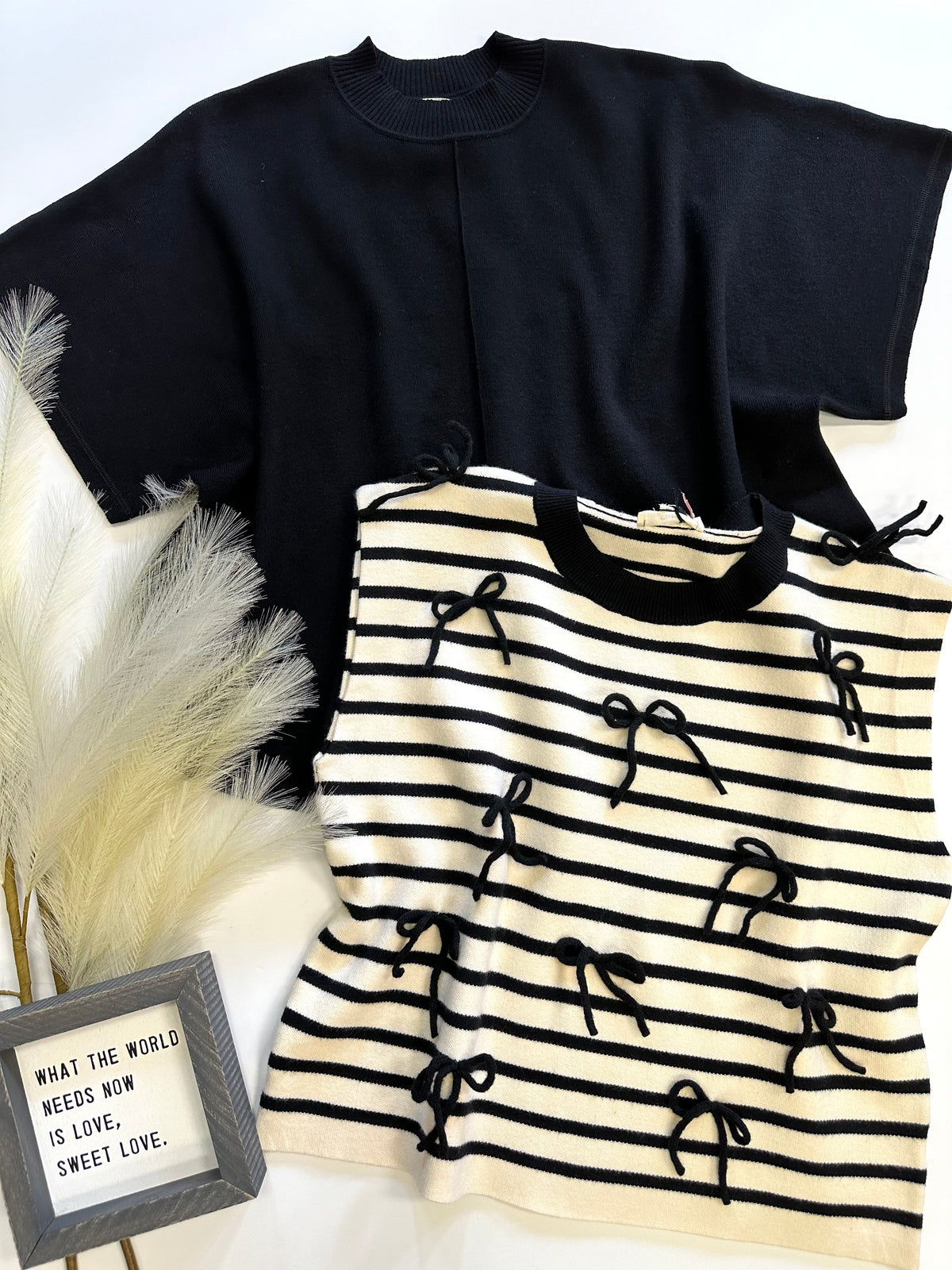 Black Stripe and Bow Detail Vest | Boutique Elise | Vanessa Entro