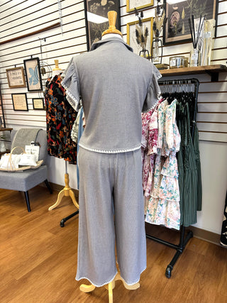Light Grey Stitch Detail Crop Lounge Pants | Boutique Elise | Gabriella Entro
