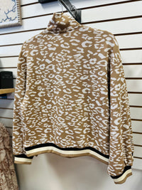 Taupe Leopard Print Quarter Zip Sweatshirt | Shaylee Jodifl