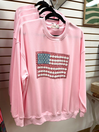 Pink Boho American Flag Sweatshirt | Payton Gilli