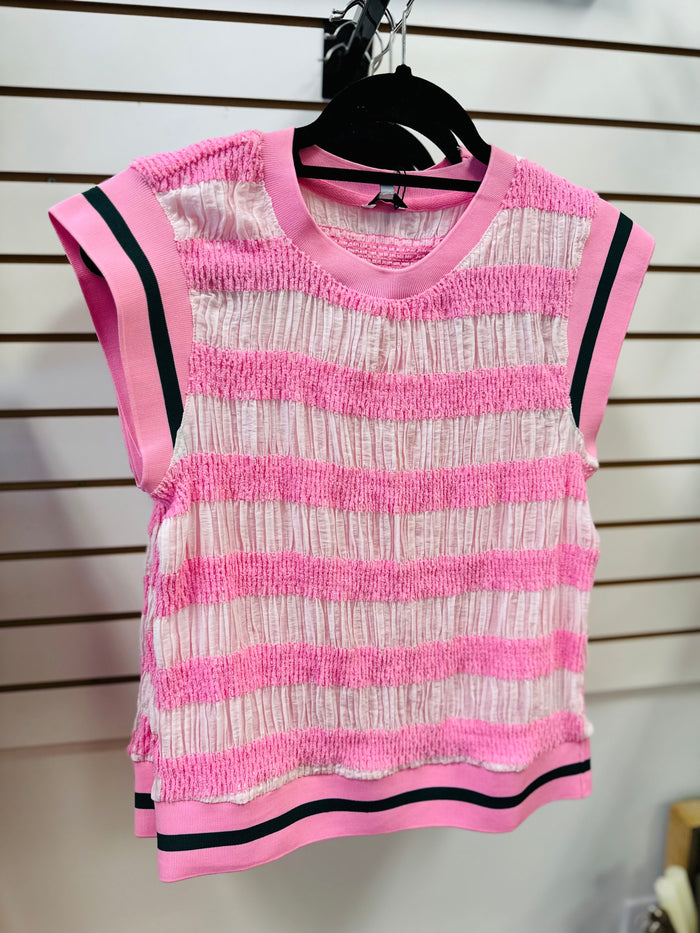 Pink Stripe Sleeveless Top | Bianca Voy
