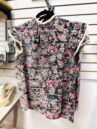 Floral Embroidered Fringe Detail Top | Emery Voy