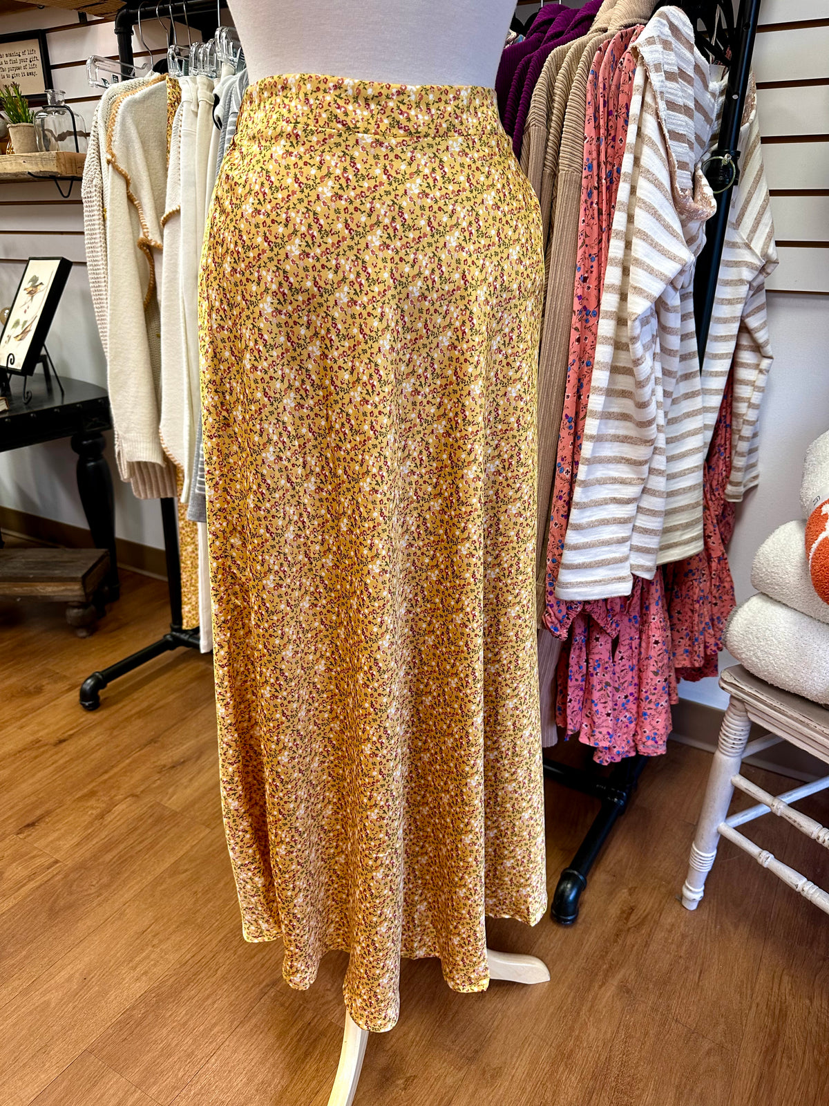 Yellow Floral Print Maxi Skirt | Boutique Elise | Taylor heyson