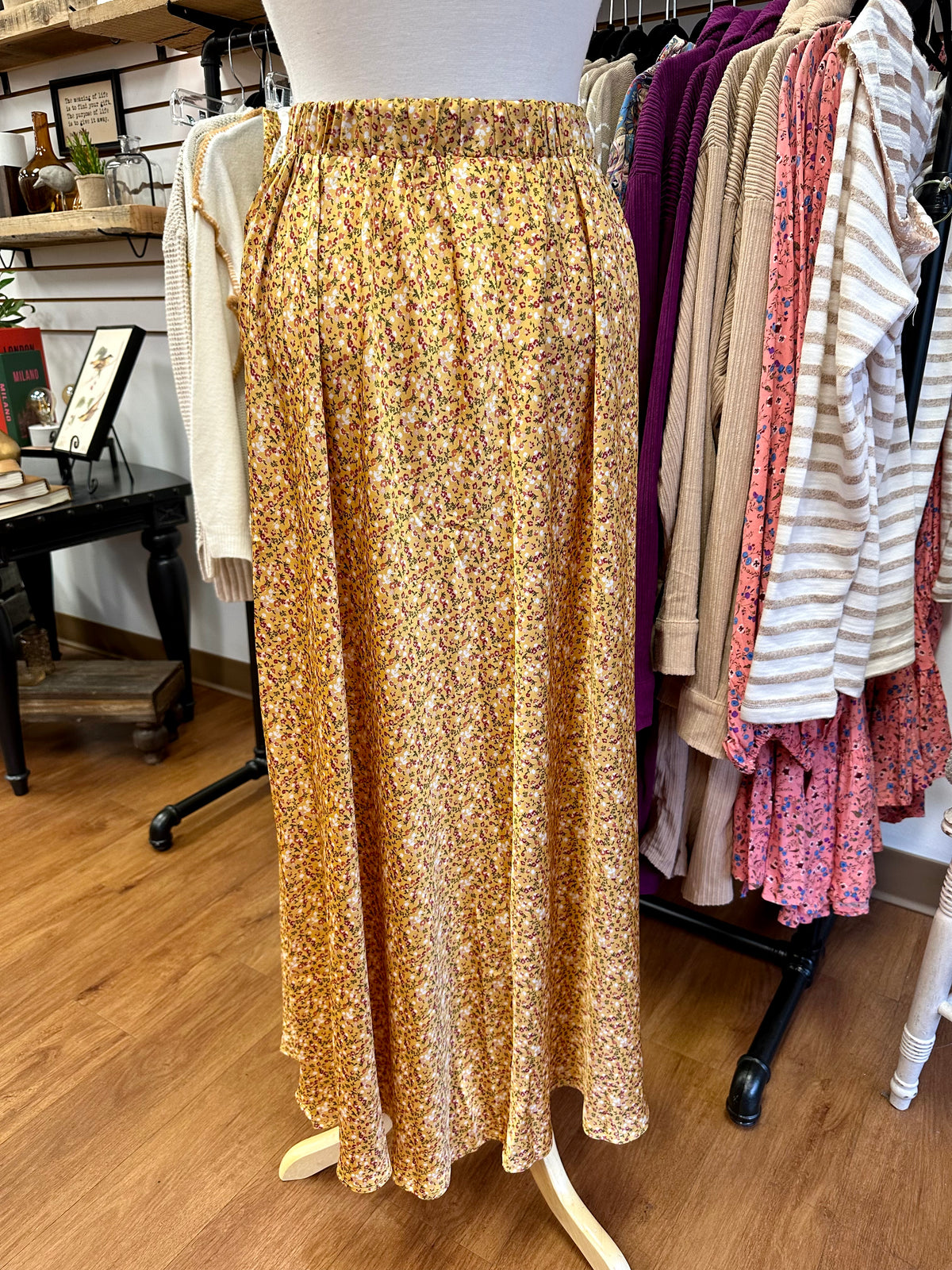Yellow Floral Print Maxi Skirt | Boutique Elise | Taylor heyson