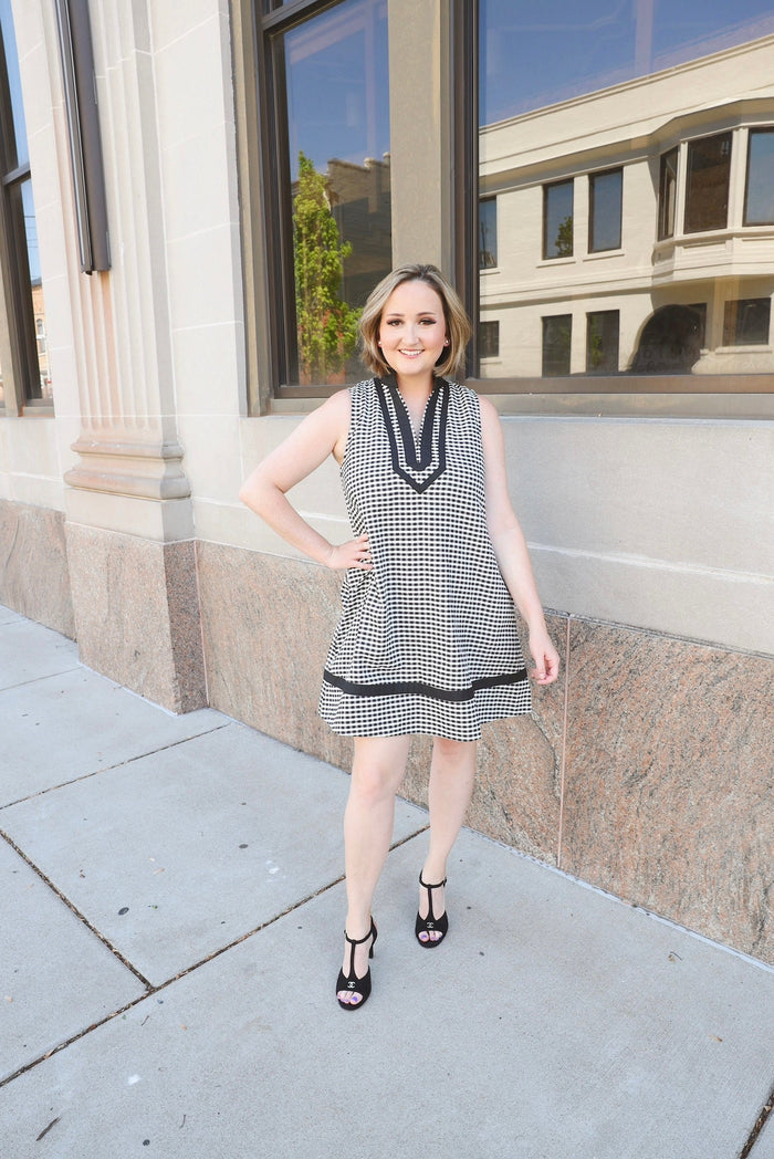 Black and White Gingham Sleeveless Dress | Blair Entro
