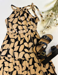 Black and Taupe Abstract Print Dress | Boutique Elise | Maria Gilli