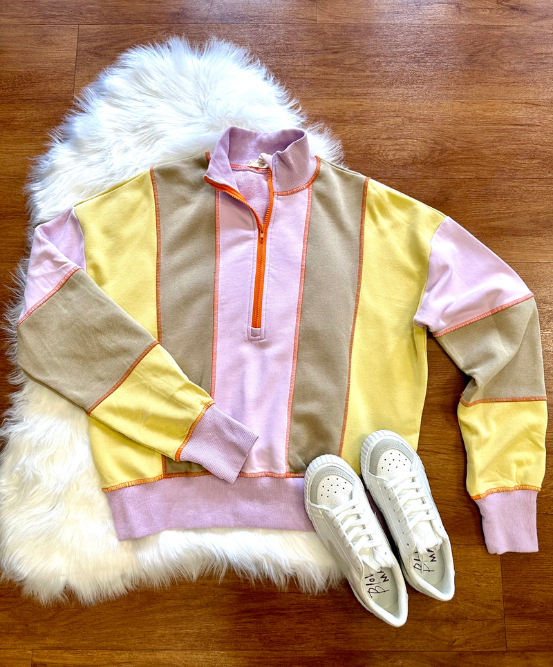 Lavender Mocha Half Zip Sweatshirt | Boutique Elise | Zoey Easel