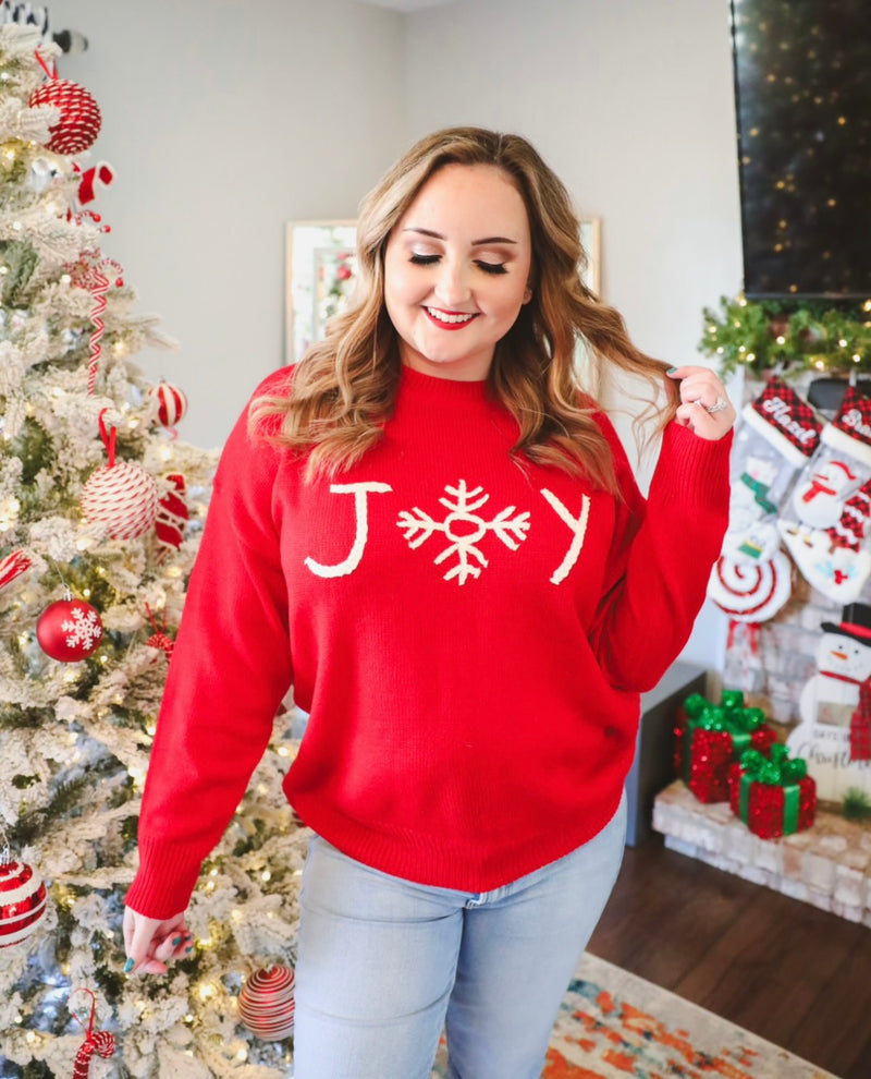 Bright Red Joy Sweater | Boutique Elise Gilli