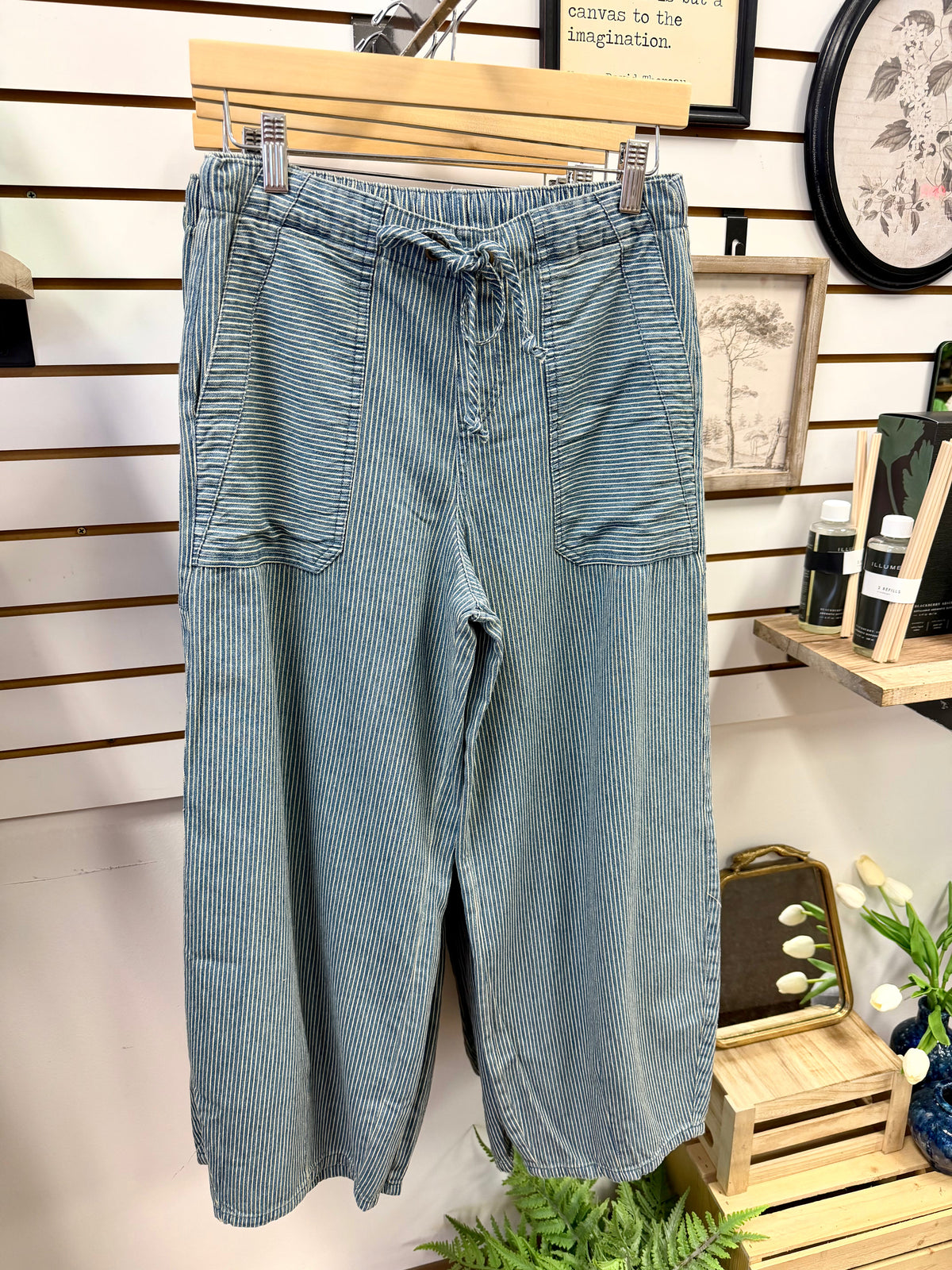 Denim Stripe Parachute Pants | Della Blu Pepper