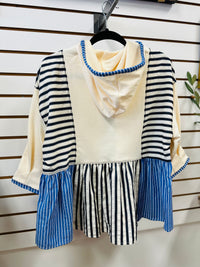 Cream Navy and Denim Stripe Top | Jade Entro