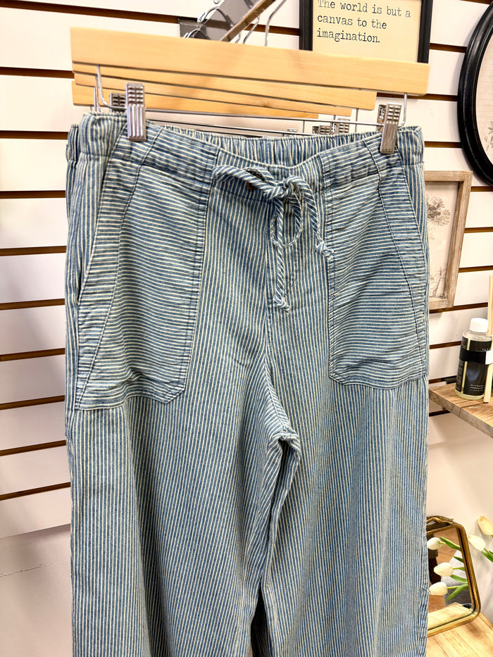 Denim Stripe Parachute Pants | Della Blu Pepper