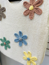 Oatmeal Floral Detail Tank Top | Izzy Blu Pepper