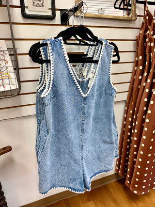 Denim Romper with White Stitch Detail | Dylan Sunday Edition