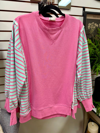 Pink and Blue Stripe Long Sleeve Top | Taylor Very J