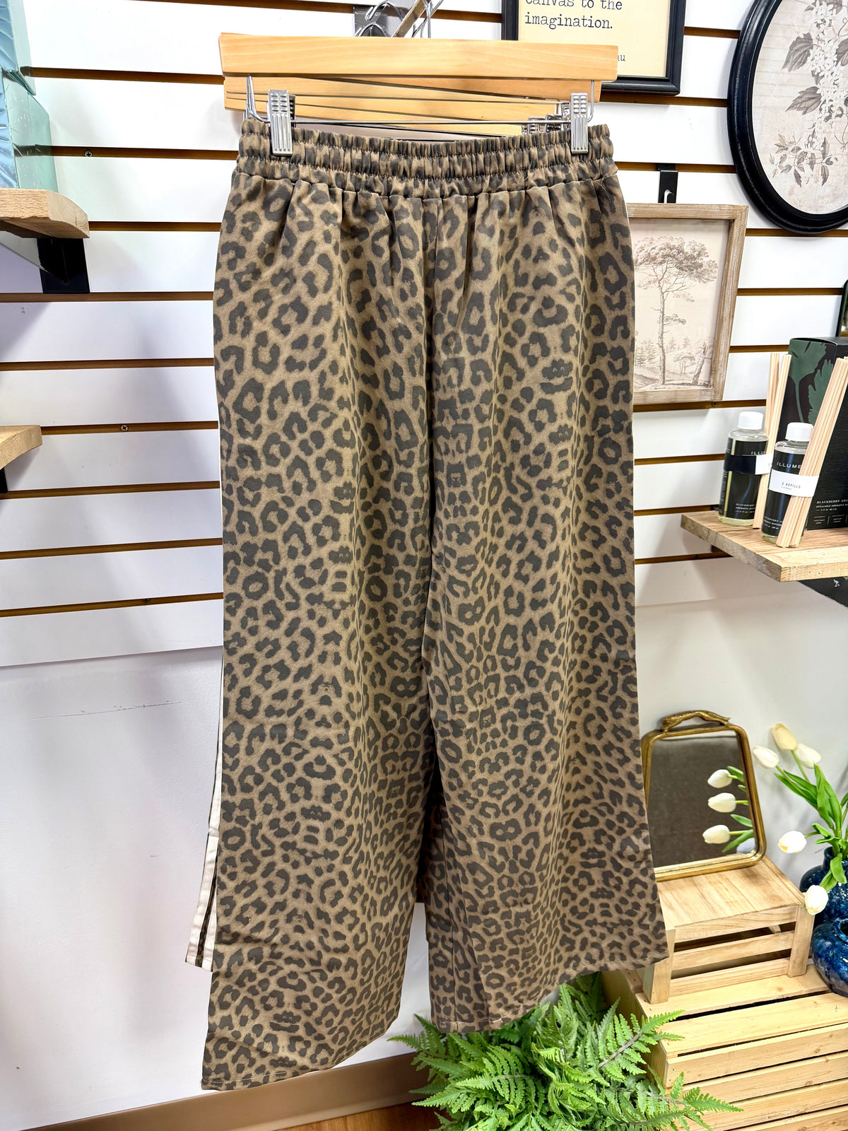 Animal Print Elastic Waist Track Pants | Leah Very J
