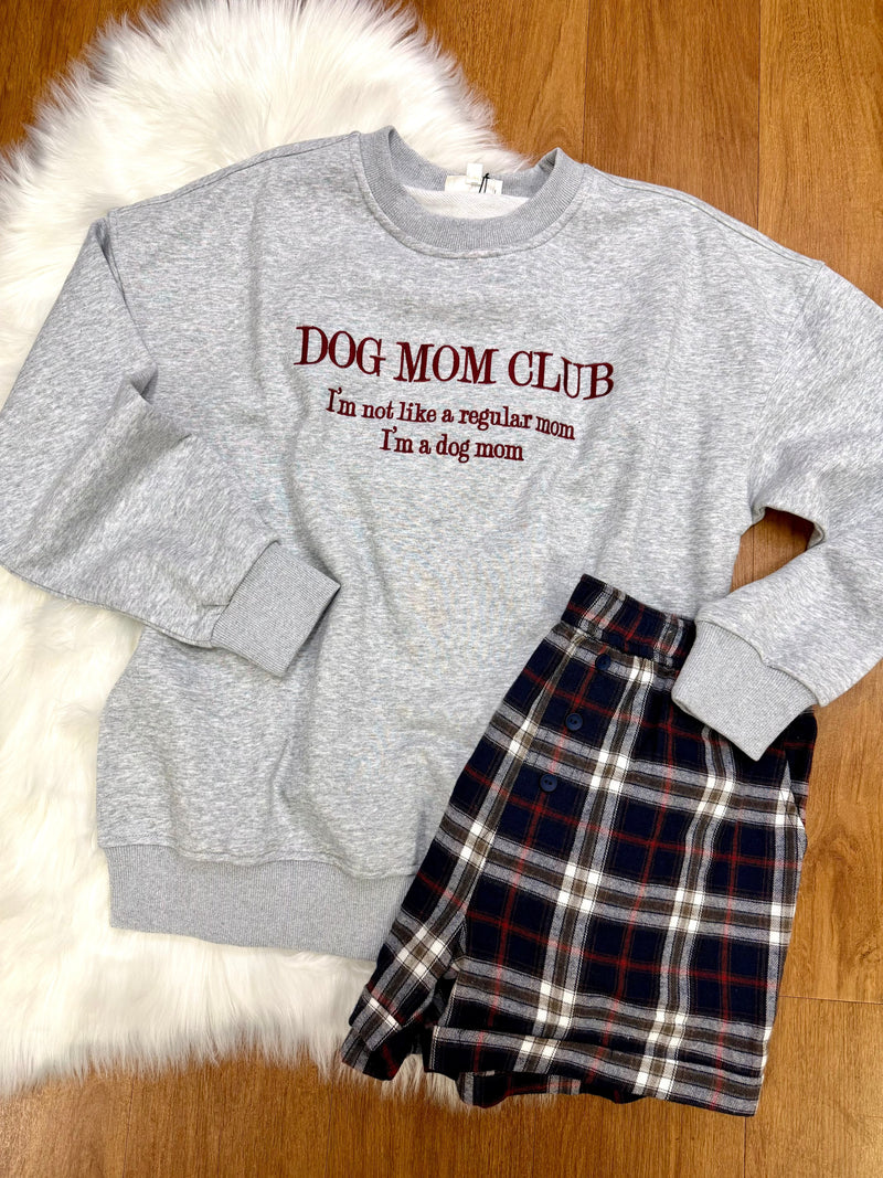 Heather Grey Dog Mom Embroidered Sweatshirt Gilli