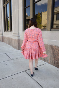 back of the coral floral print dress