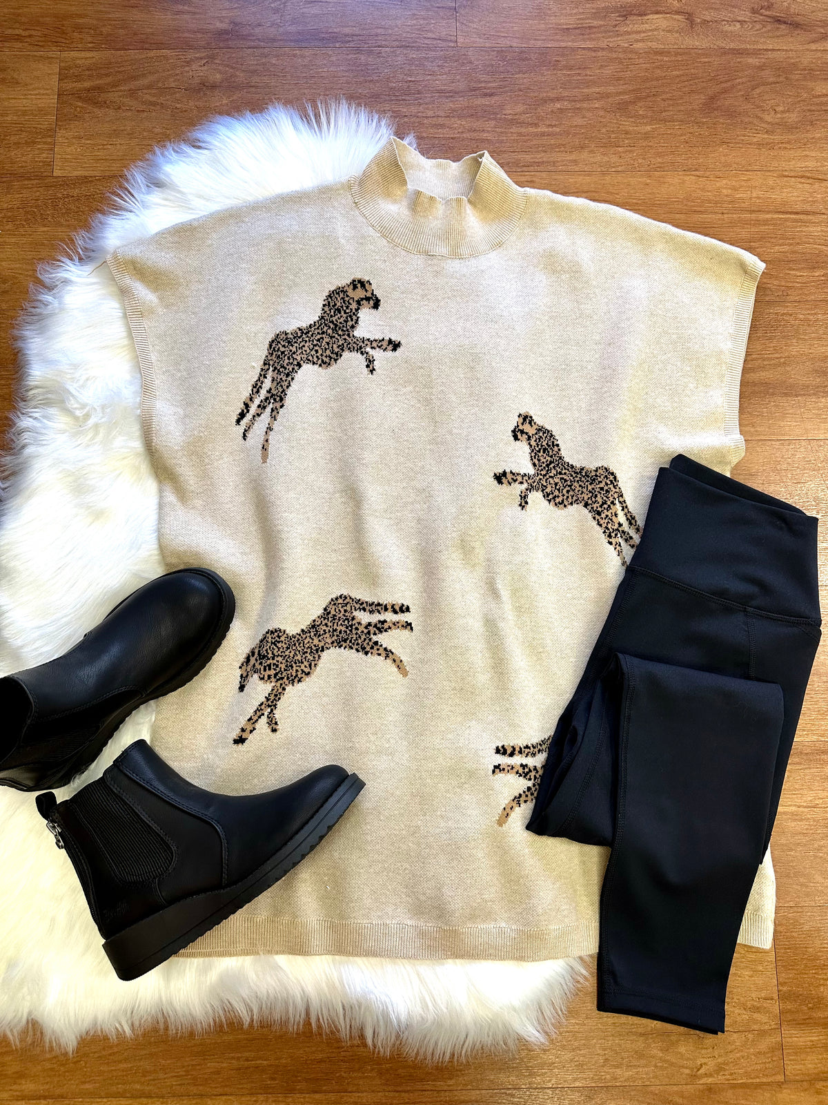 Oatmeal Cheetah Print Vest | Boutique Elise Entro