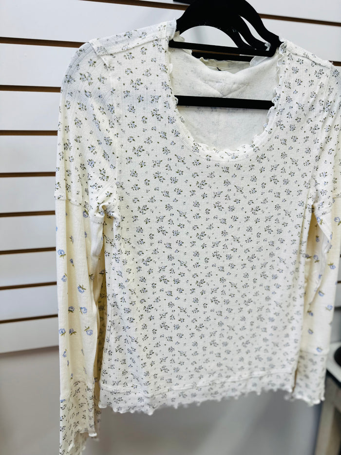 Blue Mini Floral Print Long Sleeve | Lillian Very J