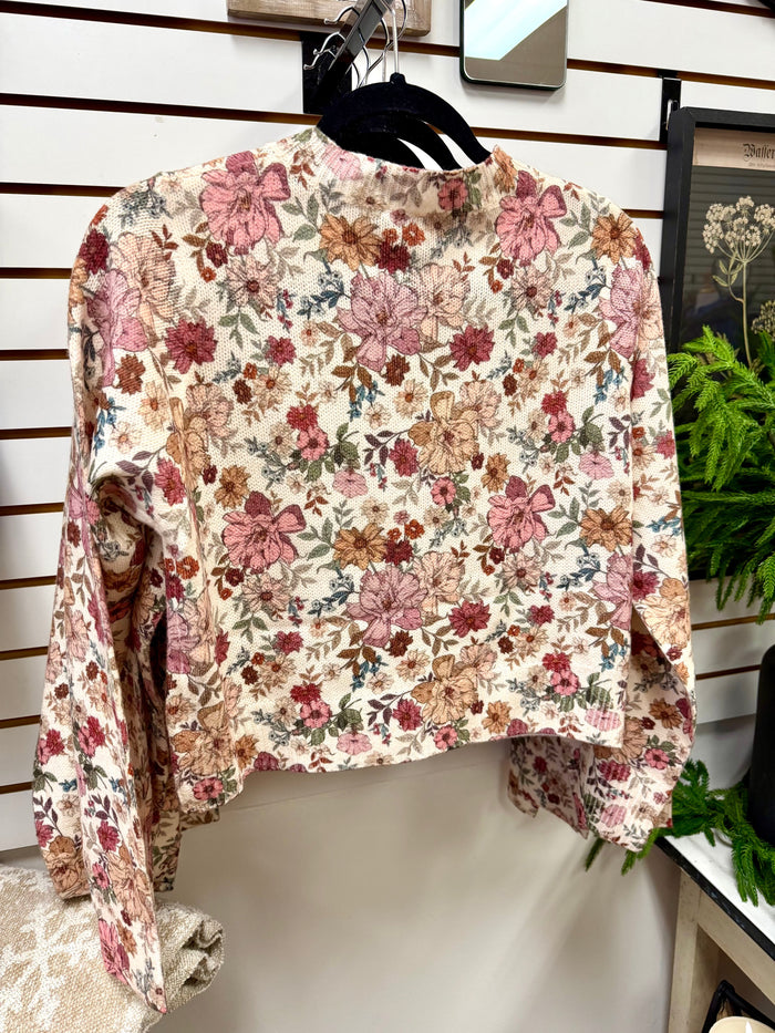 Blush Pink Floral Print Cardigan | Penelope SoMe