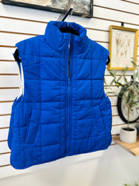 Royal Blue Cropped Puffer Vest | Rachel Very J