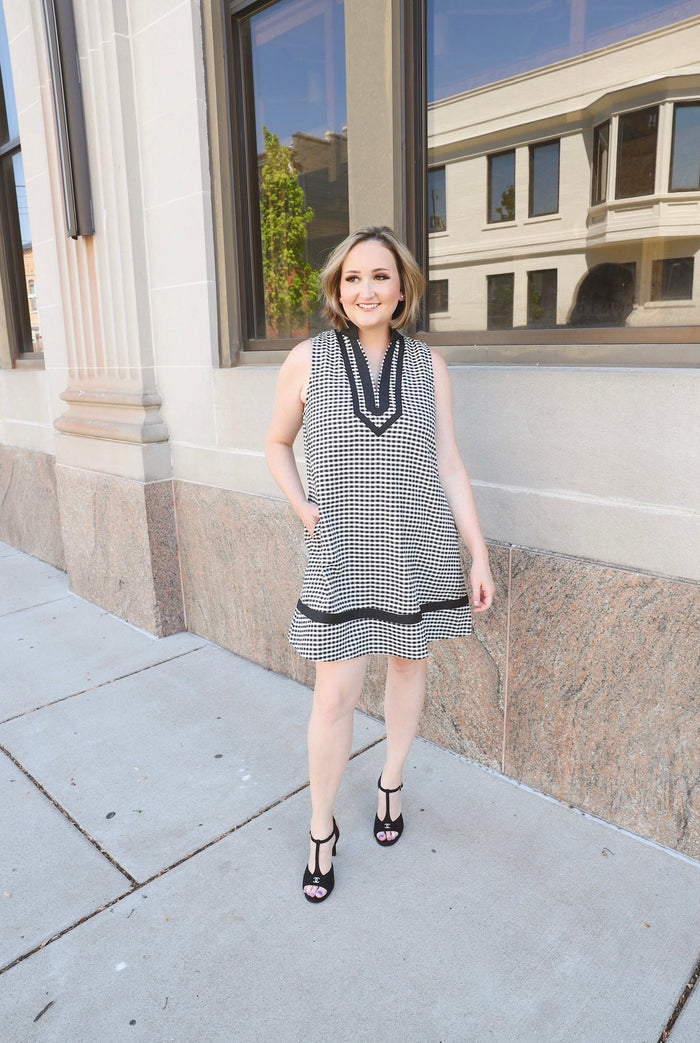 Black and White Gingham Sleeveless Dress | Blair Entro