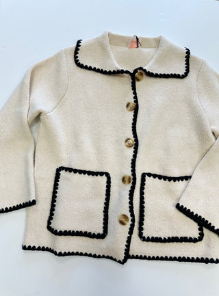 Ecru and Black Stitch Detail Sweater | Boutique Elise | Becca Entro