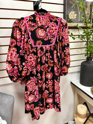 Black Pink and Orange Printed Dress | Rihanna Staccato