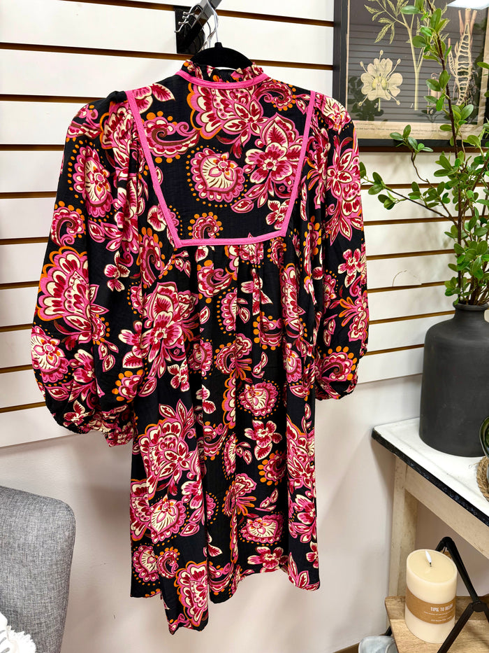 Black Pink and Orange Printed Dress | Rihanna Staccato