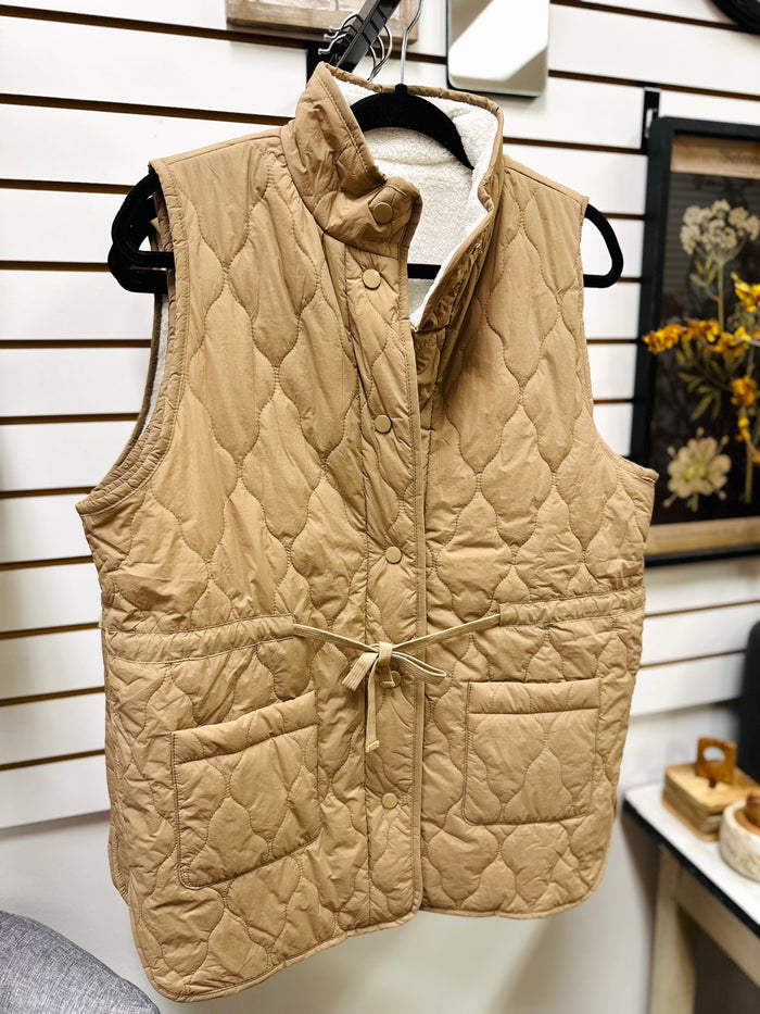 Taupe Reversible Quilted Vest | Laura Staccato