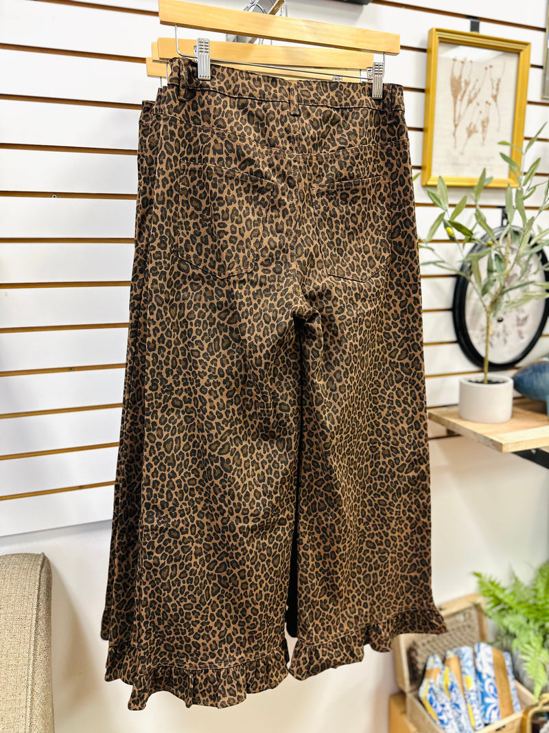 Animal Print Ruffle Hem Jeans | Jane Entro