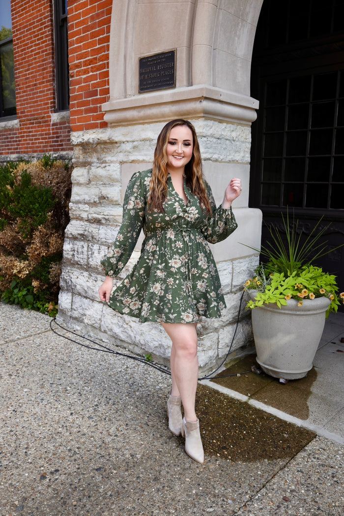 Green Floral Mini Dress | Boutique Elise | Emily Blu Pepper