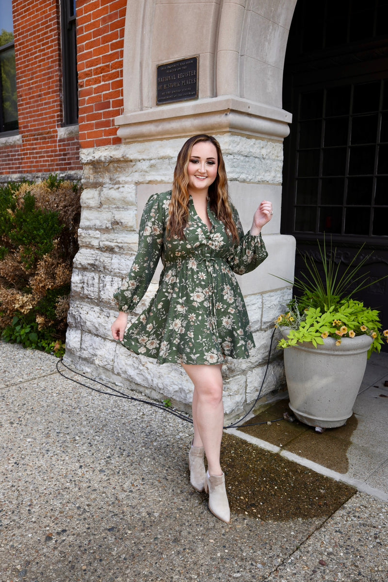 Green Floral Mini Dress | Boutique Elise | Emily Blu Pepper