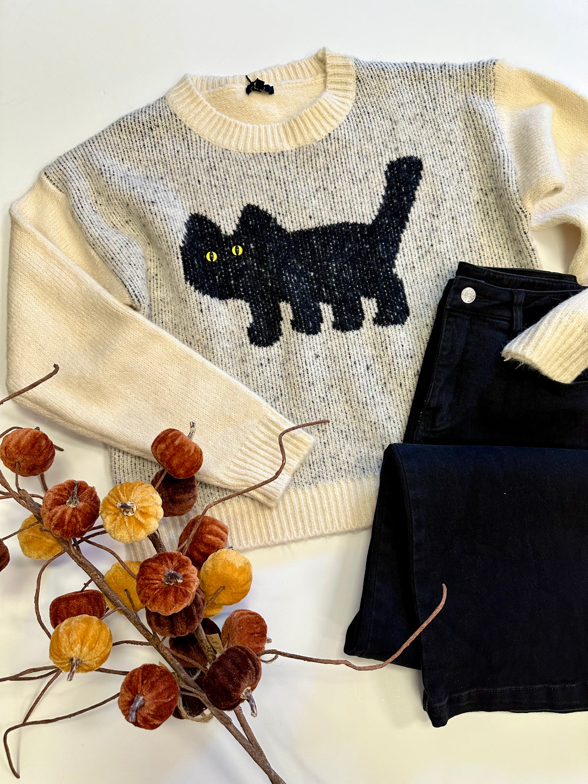 Black Cat Ivory Sweater | Boutique Elise Dreamers