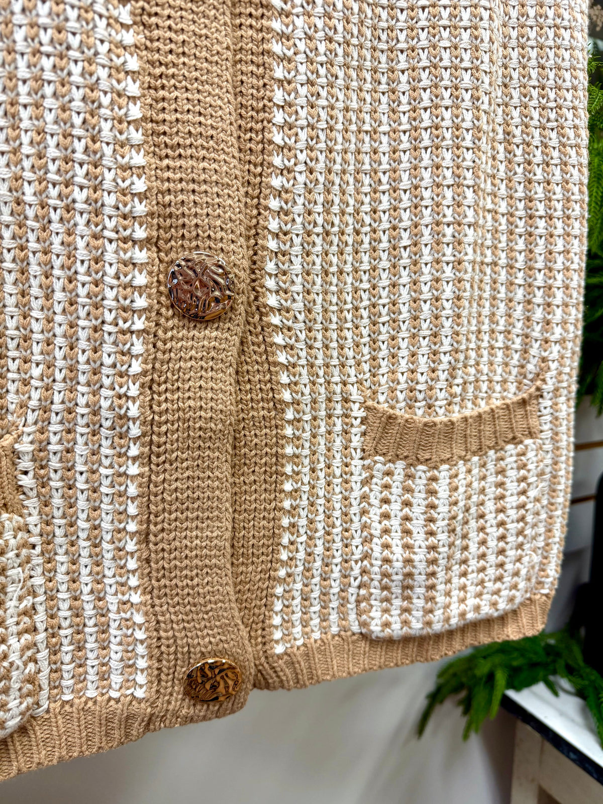 Taupe and Cream Knit Cardigan Vest | Kelsey SoMe