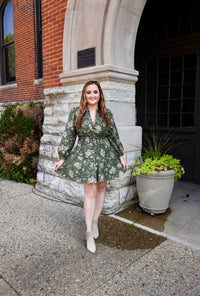 Green Floral Mini Dress | Boutique Elise | Emily Blu Pepper