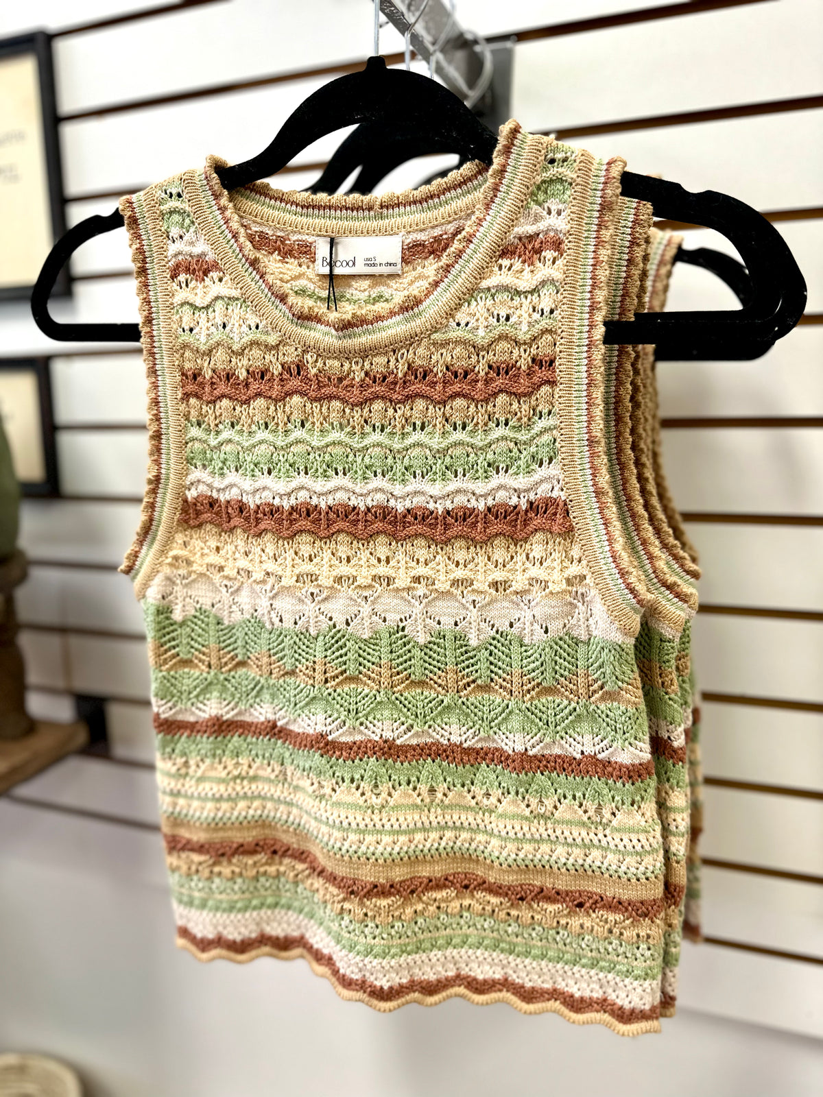 Olive Tan and Off White Stripe Tank | Sierra Be Cool