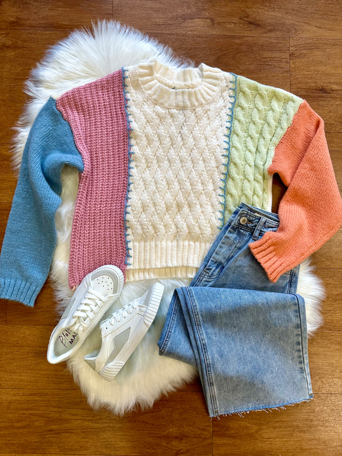 Colorblock Crop Knit Sweater | Boutique Elise | Pheobe Very J