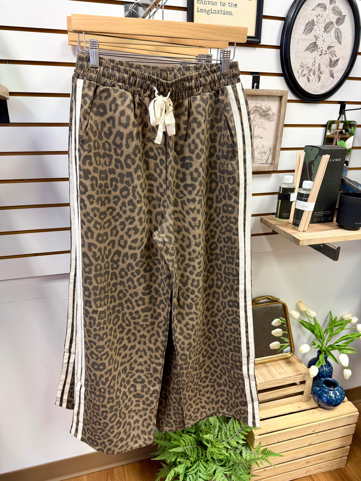 Animal Print Elastic Waist Track Pants | Leah Very J