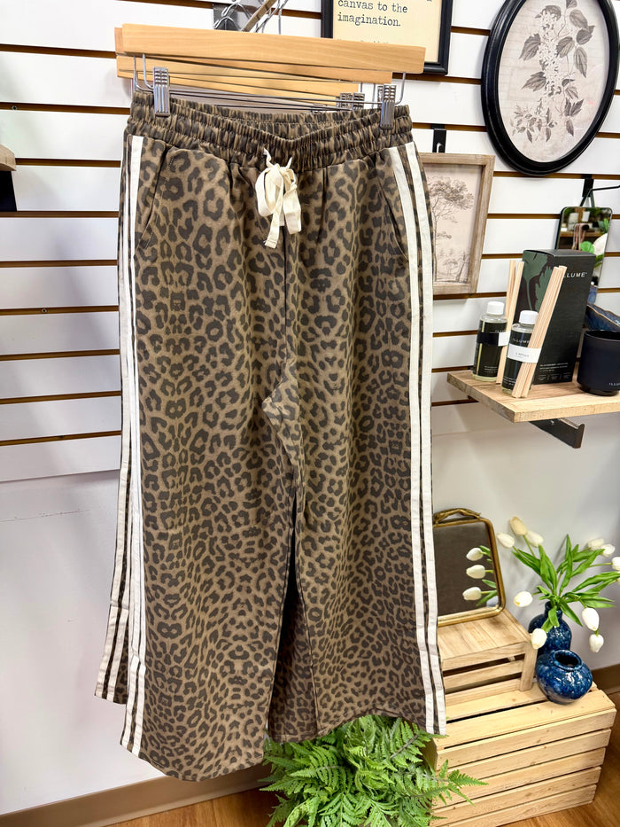 Animal Print Elastic Waist Track Pants | Leah Very J