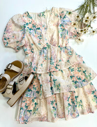 Ivory Eyelet and Floral Print Detail Dress | Boutique Elise | Alice Entro