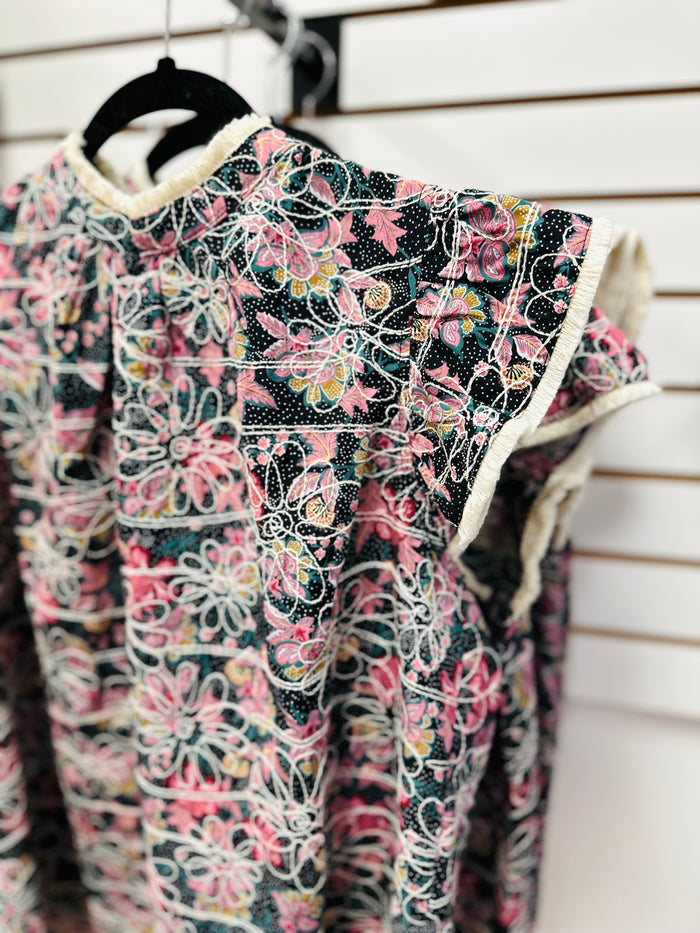 Floral Embroidered Fringe Detail Top | Emery Voy