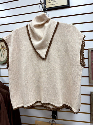 Oatmeal Boxy Sweater with Scarf Detail | Sally Entro